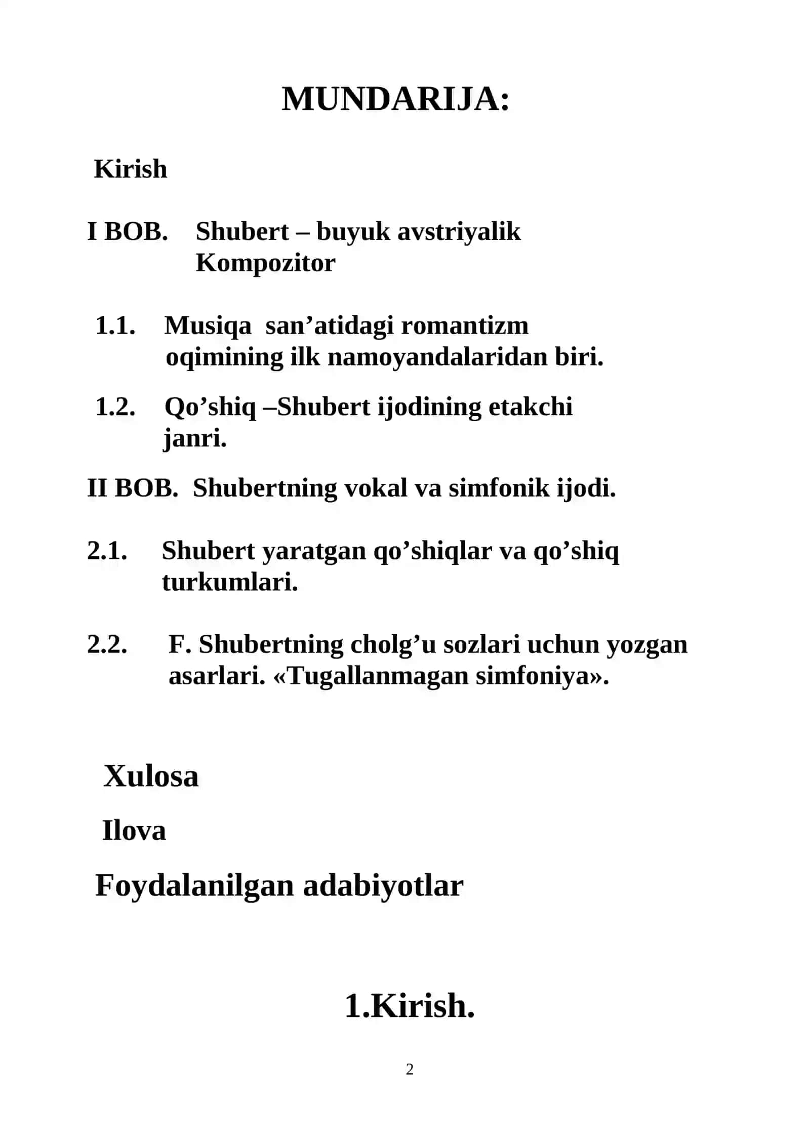 F.Shubert. Birinchi romantik-kompozitorning quvonch va qayg’ulari 2
