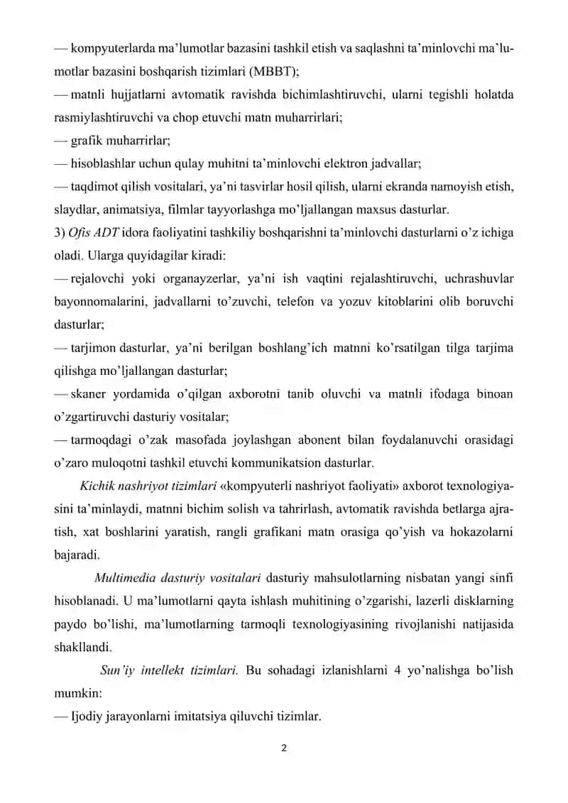 Matnli ma’lumotlarni qayta ishlash malakalarini shakllantirish. 2