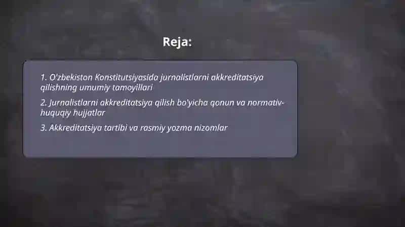 Jurnalistlarni akkreditatsiya qilishning qonuniy asoslari 2