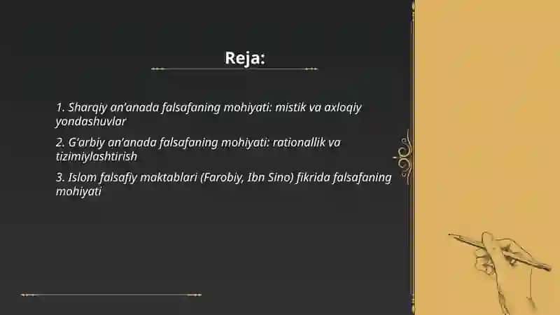 Sharq va Gʻarb mutafakkirlarining falsafaning mohiyatiga oid taʼriflarini tasniflash 2