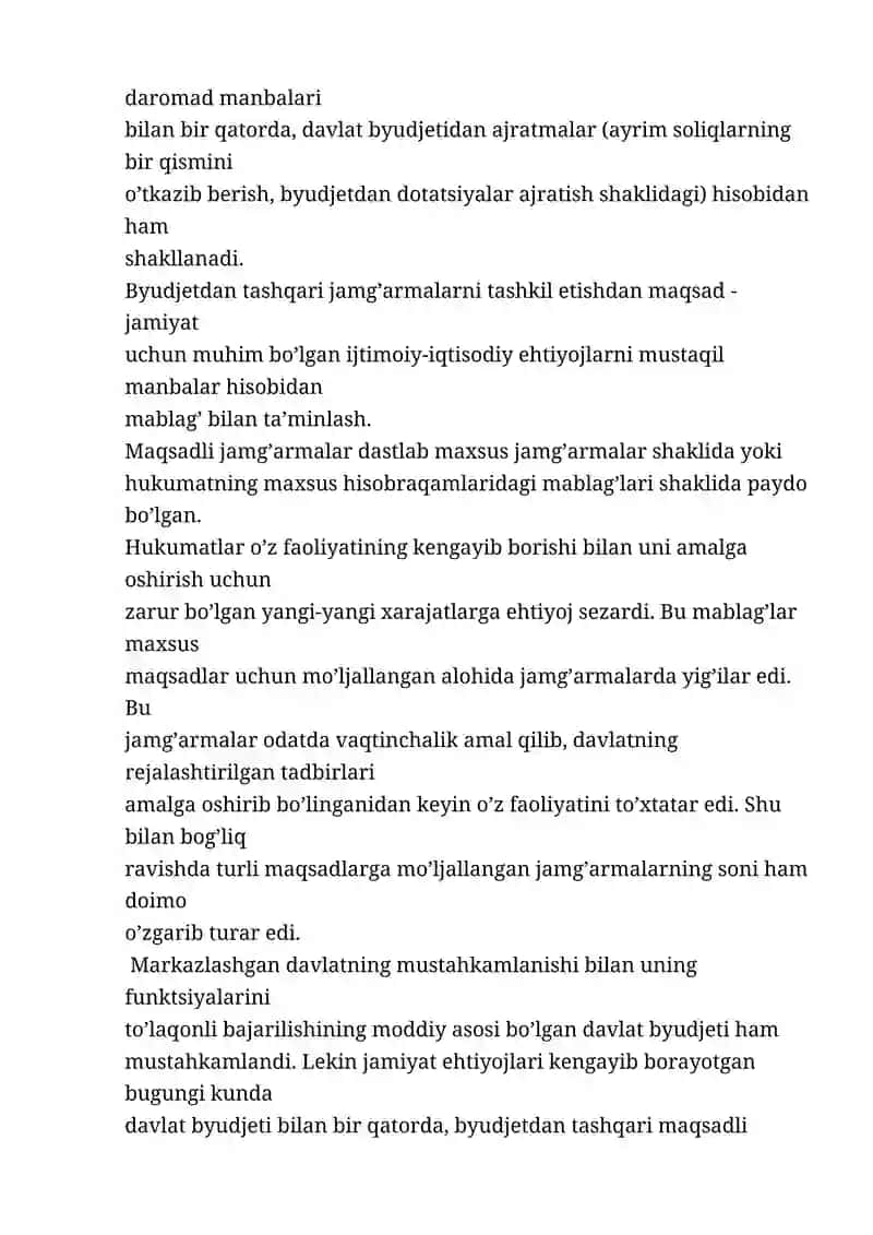 Davlat maqsadli jamg’armalari va boshqa nobudjet fondlar g’azna ijrosini tashkil qilish 2