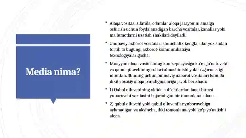 Medianazariyalari klassifikatsiyasi, Ommaviy kommunikatsiyaning nazariyasi vamuammolari 2