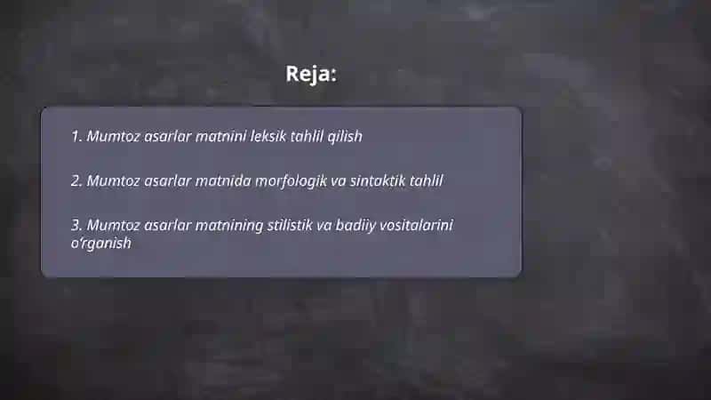 Mumtoz asarlar matni ustida ishlash 2