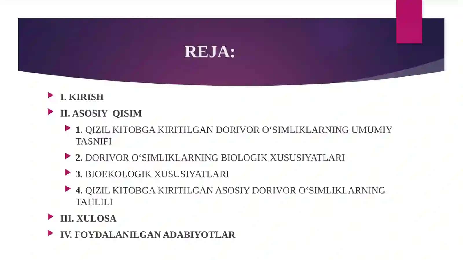 QIZIL KITOBIGA KIRITILGAN DORIVOR O'SIMLIKLARNING BIOEKOLOGIK XUSUSIYATLARI 2
