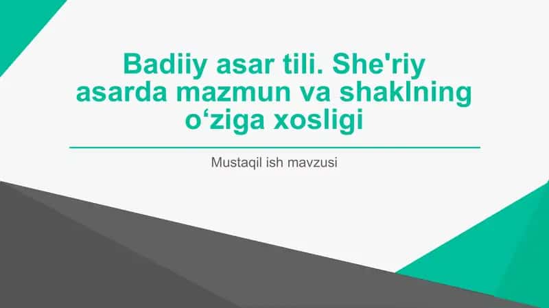 Xorijiy filologiya fanidan mustaqil ish "Adabiyotshunoslik" mavzusida 2