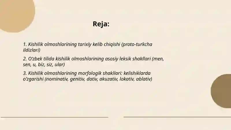 Kishilik olmoshlarining kelib chiqishi va shakllari 2
