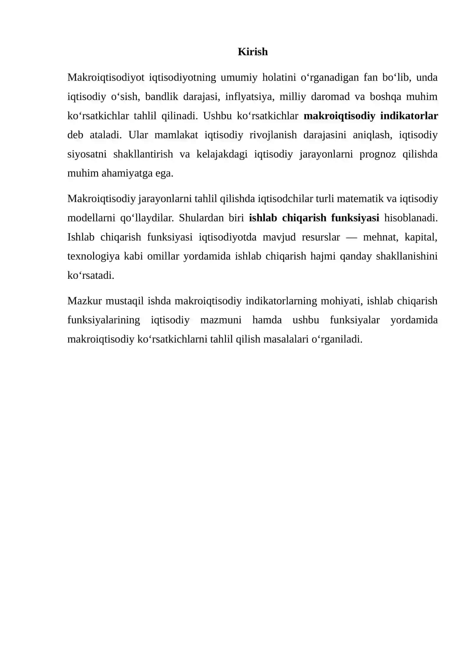 MAKROIQTISODIY INDIKATORLARNI ISHLAB CHIQARISH FUNKSIYALARI YORDAMIDA TADQIQ QILISH 2