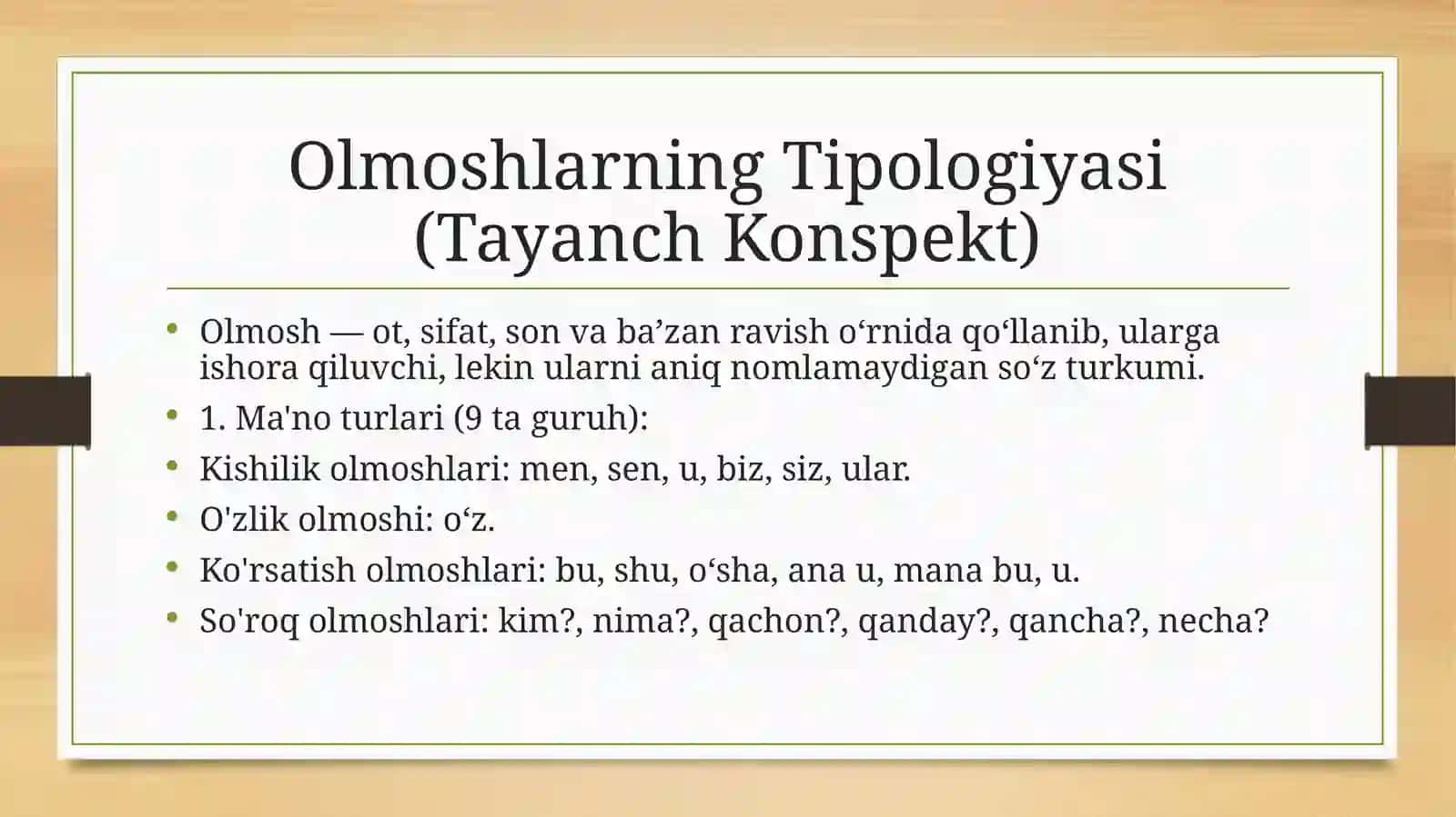 Olmoshlarning Tipologiyasi (Tayanch Konspekt) 2