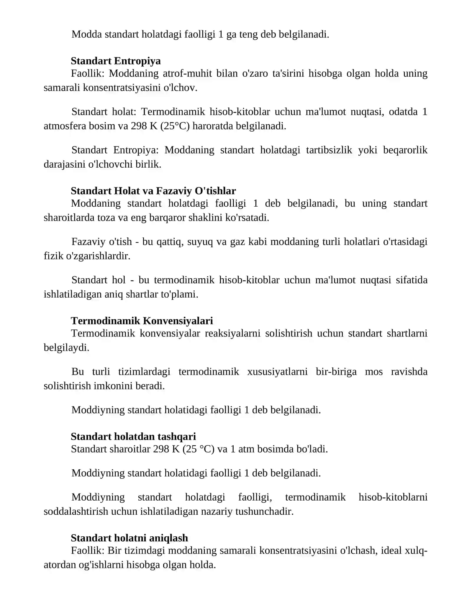 Standart Holatlar Misollari 2