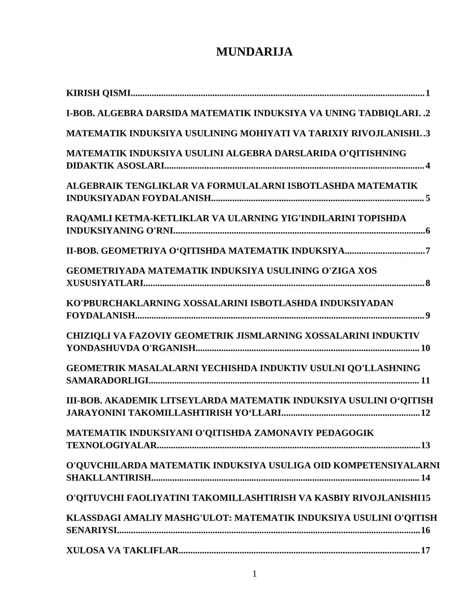 Akademik litseylarda matematik induksiya metodini oʻqitish metodikasi 2
