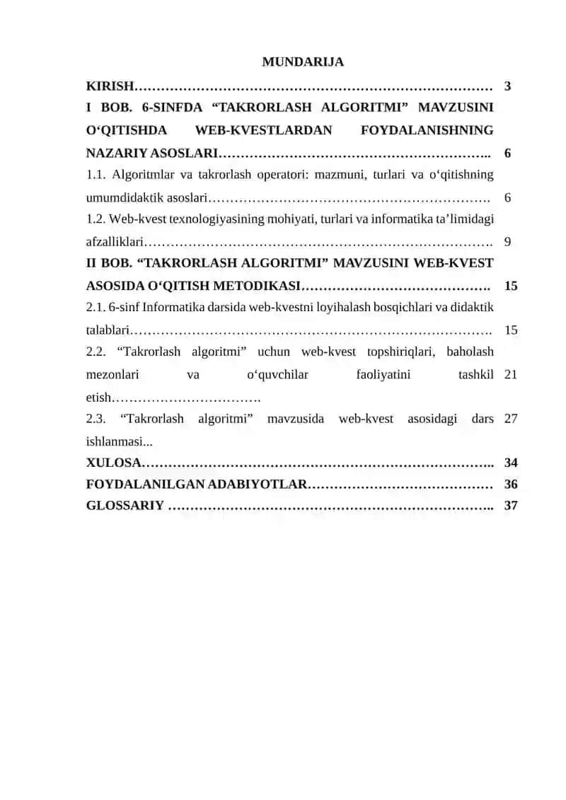 Umumiy o’rta talim maktablarining 6-sinfida Informatika va AT fanidan “Takrorlash algoritmi” mavzusini o‘qitishda web-kvestlardan foydalanish 2