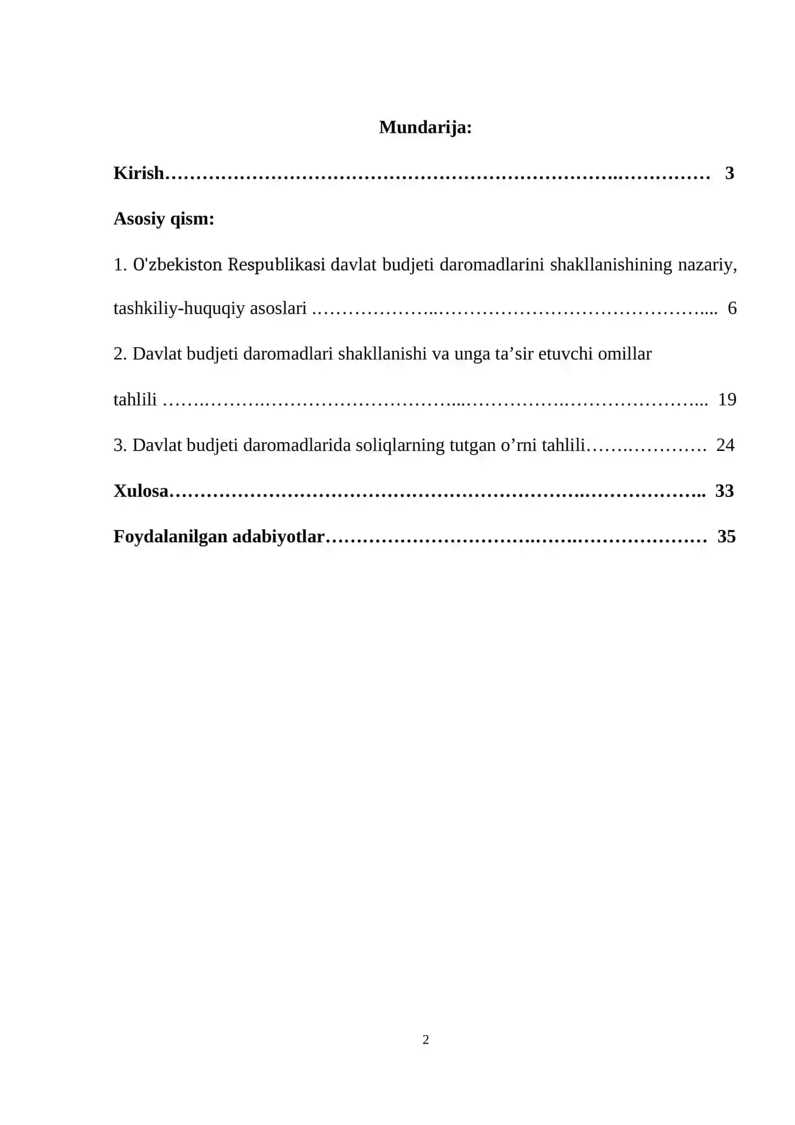 O'zbekiston Respublikasi budjet soliq siyosati 2