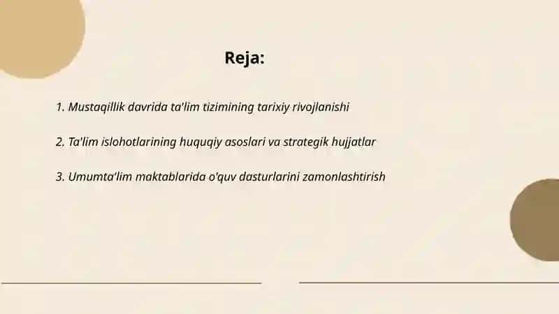 Ta'lim Tizimi Islohotlari 2