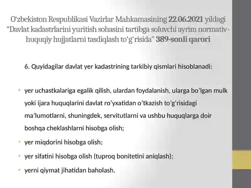 Davlat yerkadastrini yuritish sohasida davlat boshqaruv 2