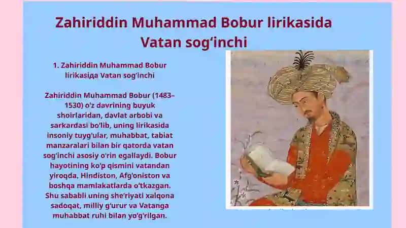 Zahiriddin Muhammad Bobur lirikasi Vatan sog‘inchi 2