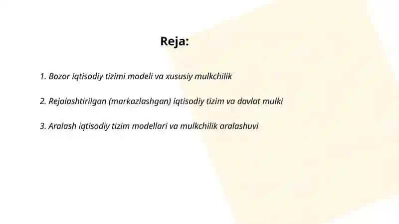 IQTISODIY TIZIM MODELLARI VA MULКCHILIК 2