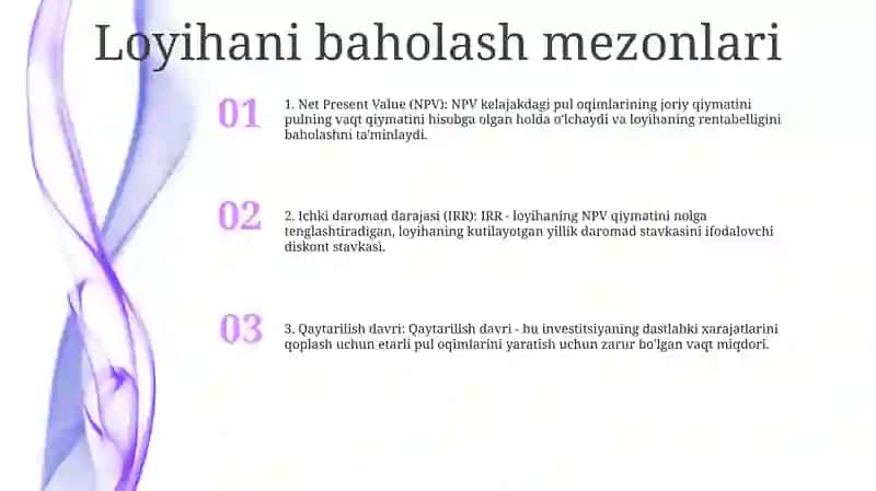 Investitsiyaviy Loyixalar Samaradorligi Ko’Rsatkichlari Va Ularni Oshirish Yo’Llari 2