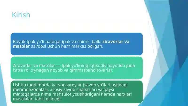 Buyuk ipak yo'lida ziravor va matolar savdosi 2