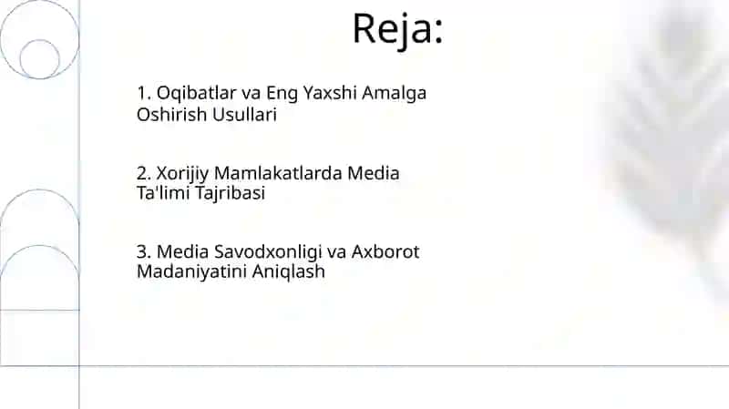 Fan: Media savodxonligi va axborot madaniyati 2