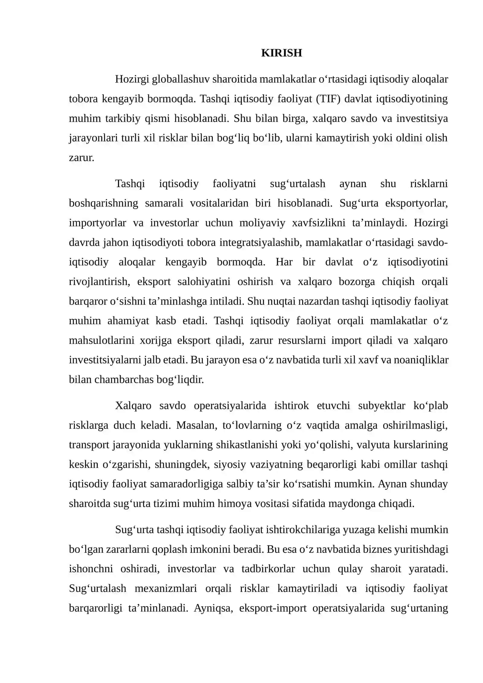Tashqi Iqtisodiy Faoliyatni Sug‘urtalash 2