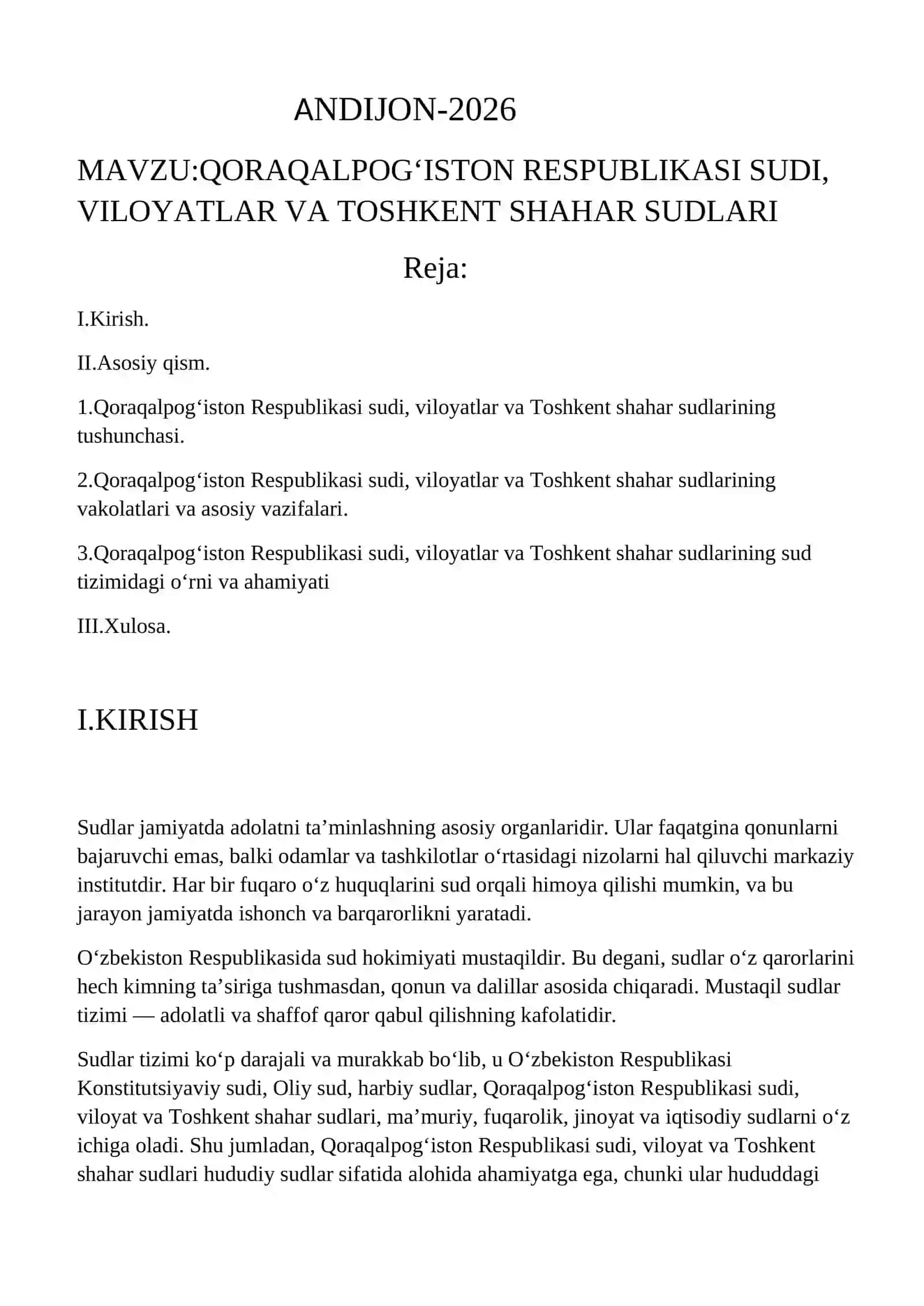 Qoraqalpogʻiston Respublikasi Sudi, Viloyatlar va Toshkent Shahar Sudlari 2