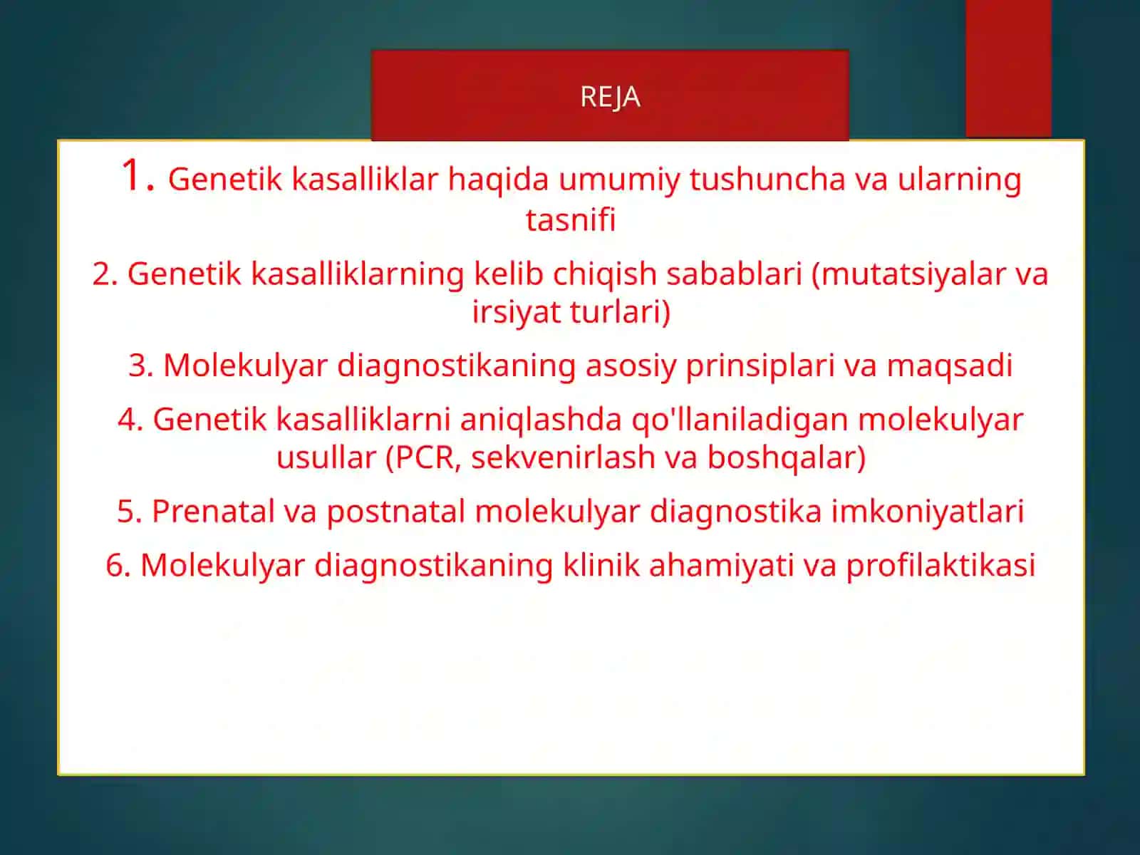 Genetik xastaliklarni molekulyar diagnostikasoslar 2