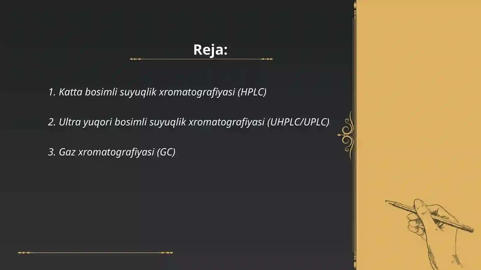 Katta bosimli suyuqlik xromatografiyasi (HPLC) 2