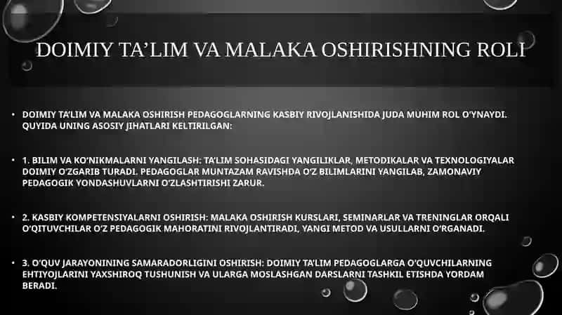 Pedagoklarning kasbiy rivojlanishini baxolashga doir yetakchi tendensiyalar 2