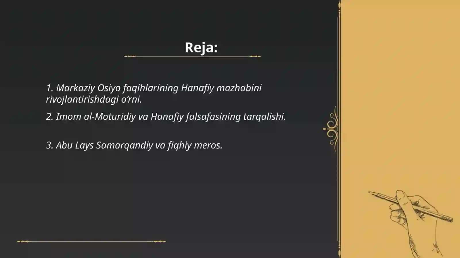 Hanafiy mazhabi rivojida Markaziy Osiyo faqihlarining roli va xissasi 2