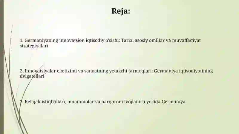 Germaniya davlatining innovatsion iqtisodiy o'sish tajribasi 2