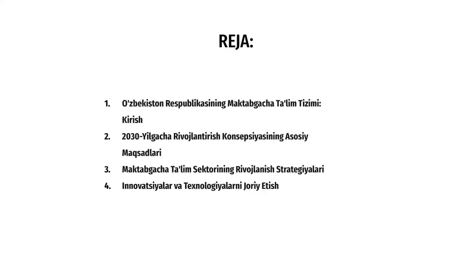 O'zbekiston Respublikasining Maktabgacha Ta'lim Tizimi: Kirish 2030-Yilgacha Rivojlantirish Konsepsiyasi 2