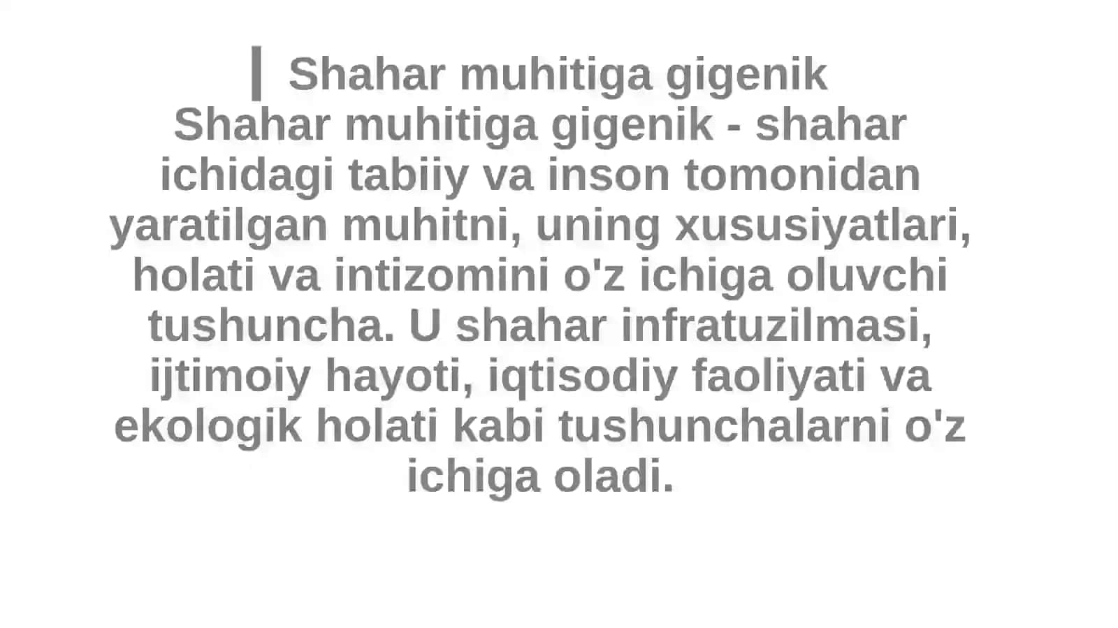 Shahar muhitiga gigiyenik ta'rif 2
