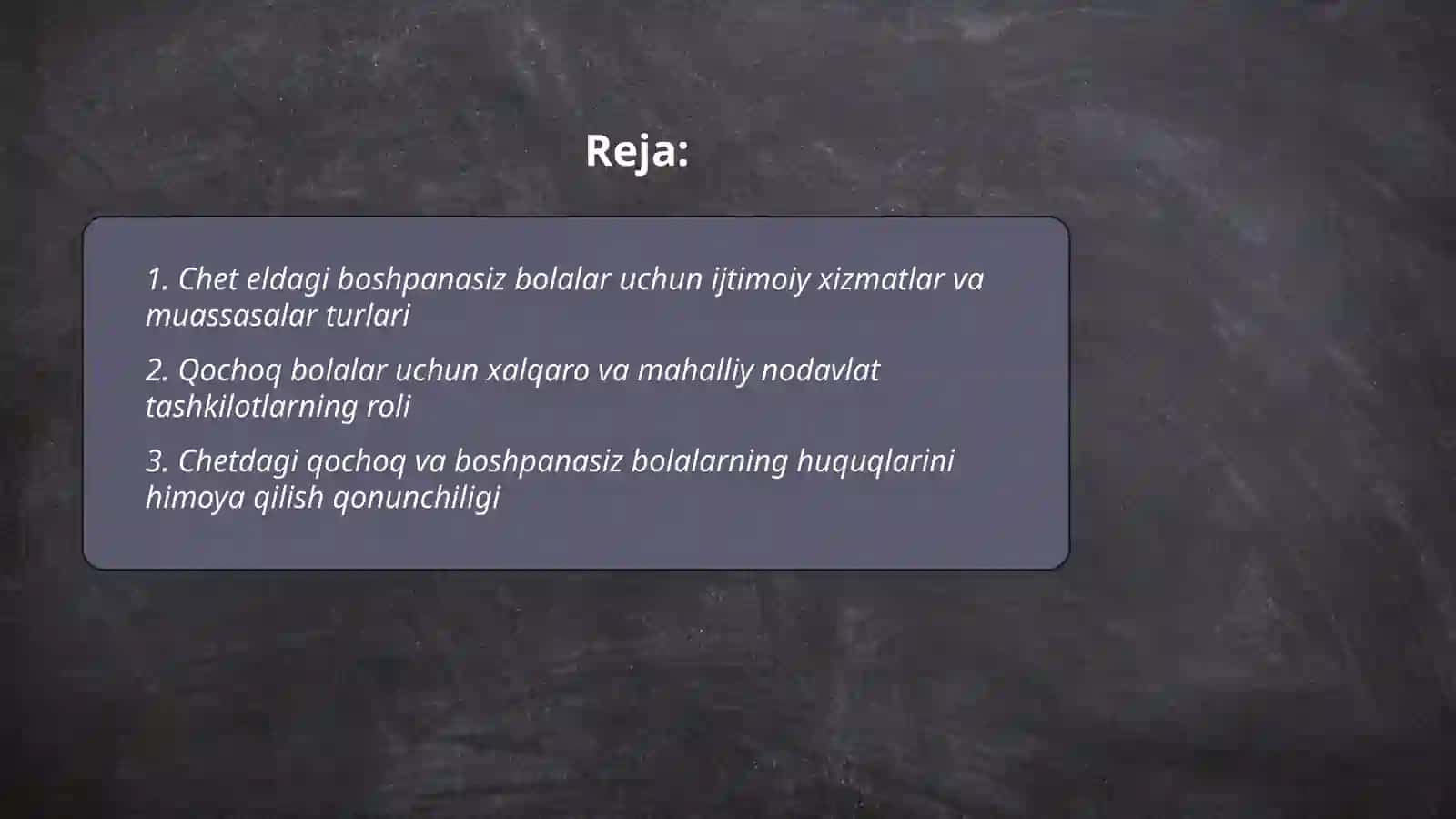 Chet eldagi boshpanasiz va qochoq bolalar uchin muassaslari 2