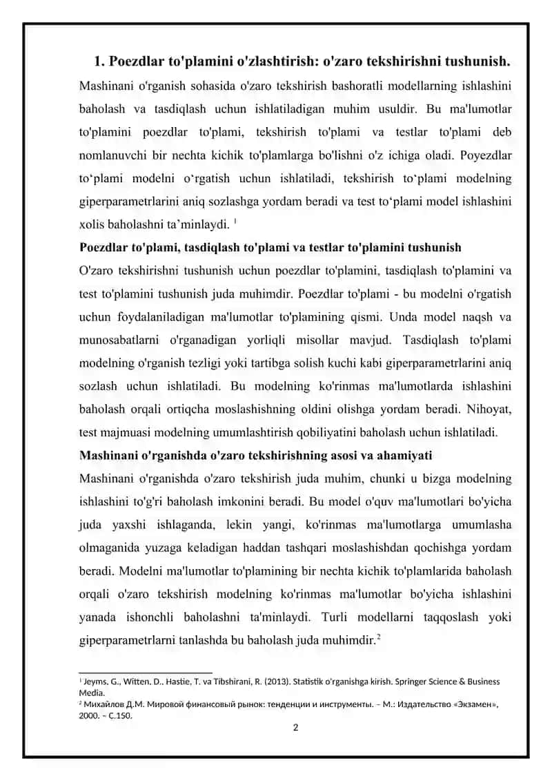 O'ZARO TEKSHIRISHNI TUSHUNISH: TRAIN-VALIDATION-TEST SPLIT 2