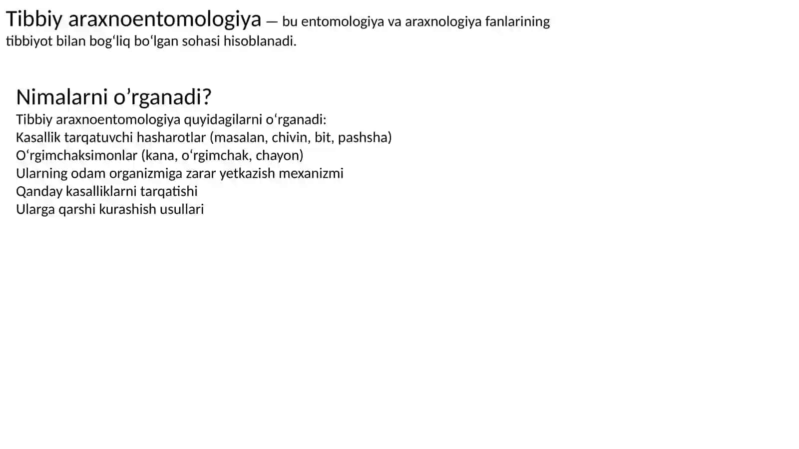 Tibbiy araxnoentomologiya 2