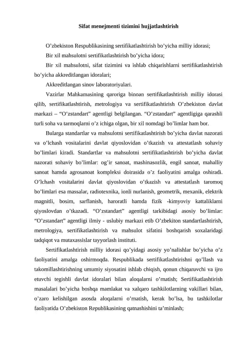 Sifat menejmenti tizimini hujjatlashtirish 2