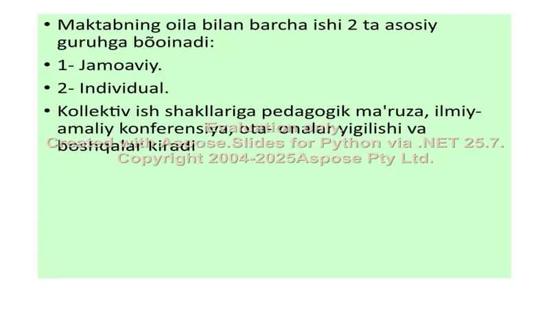 Ota - onalar bilan hamkorlikni yõlga qôyishning pedagogik - psixologik shart - sharoitlari 2