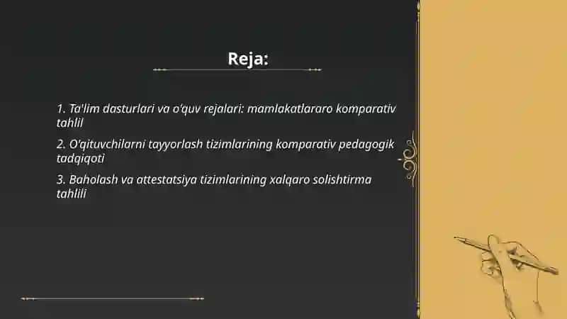 Komparativistik pedagogik tadqiqotlarning dolzarb yo'nalishlari 2