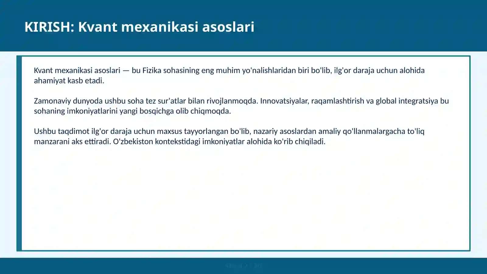 KVANT MEXANIKASI ASOSLARI 2