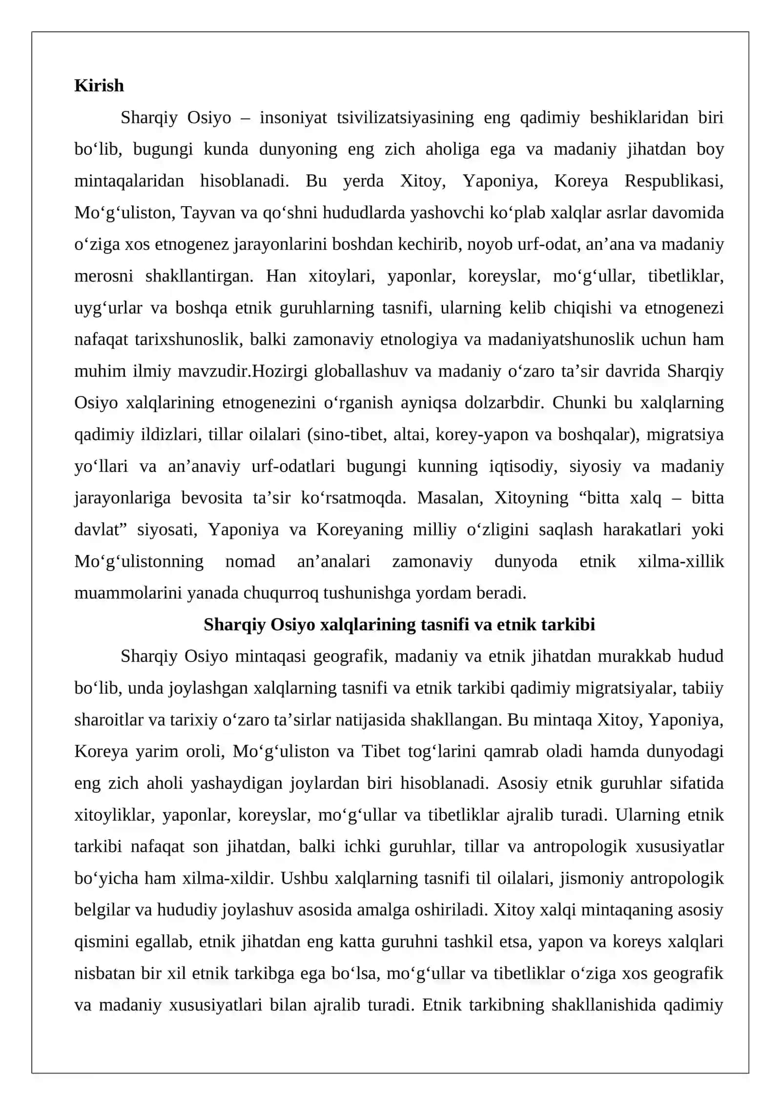 Sharqiy Osiyoda istiqomat qilayotgan xalqlar tasnifi, ularning kelib chiqishi, etnogenezi, urf-odat va an’analari 2