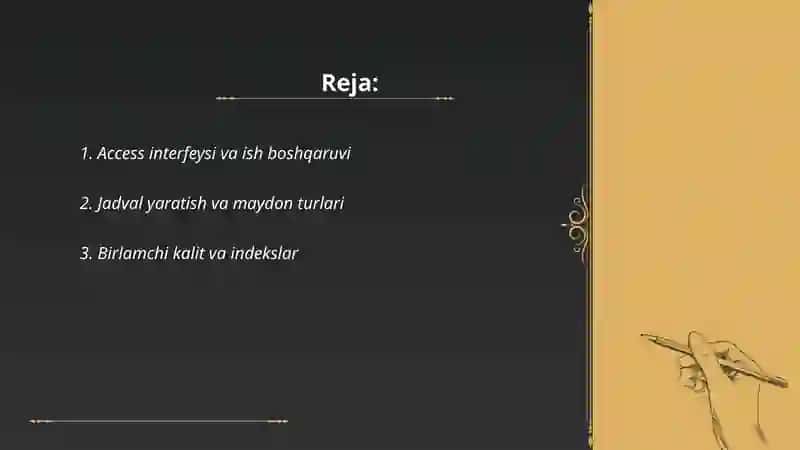 Access ma'lumotlar bazasini boshqarish tizimi 2
