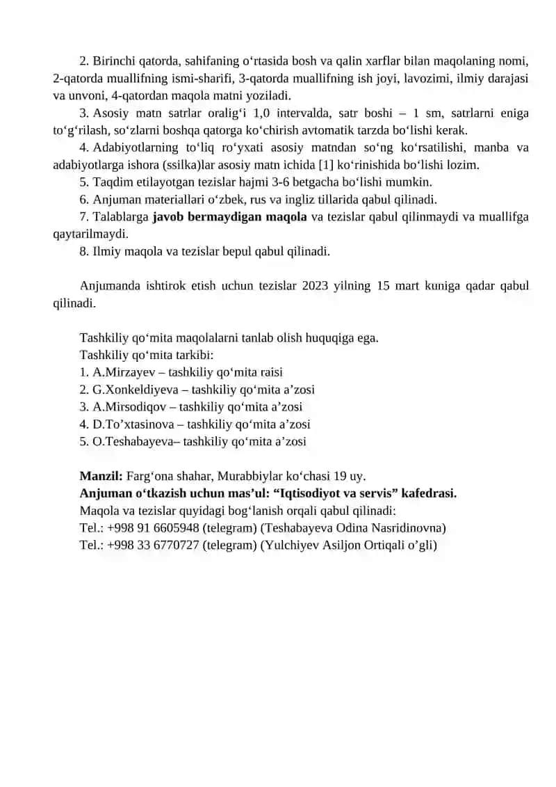 Iqtisodiyot tarmoqlarida barqaror yuqori o‘sish sur’atlarini ta’minlashning istiqbolli yo‘nalishlari 2
