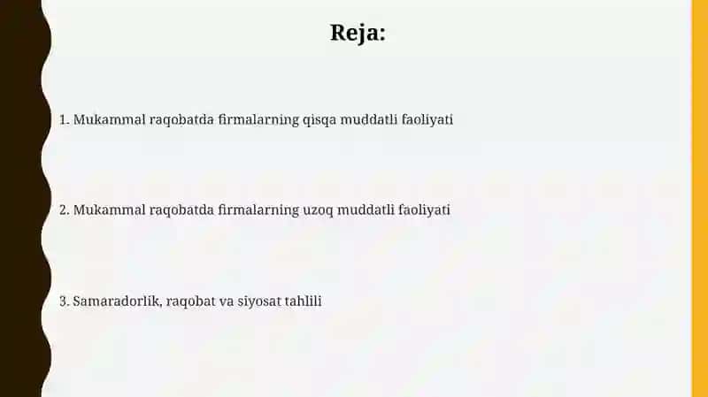 Mukammal raqobatlashgan bozorda qisqa va uzoq myddatli oraliqda firma faoliyatining tahlili 2