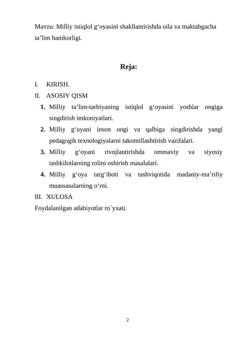 "Milliy istiqlol g‘oyasini shakllantirishda oila va maktabgacha ta’lim hamkorligi" 2