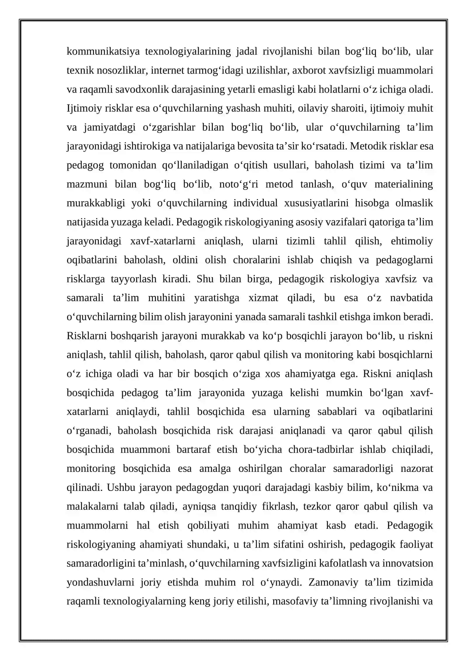 Pedagogik riskologiya fani yangi ilmiy tadqiqotning yo‘nalishi sifatida 2