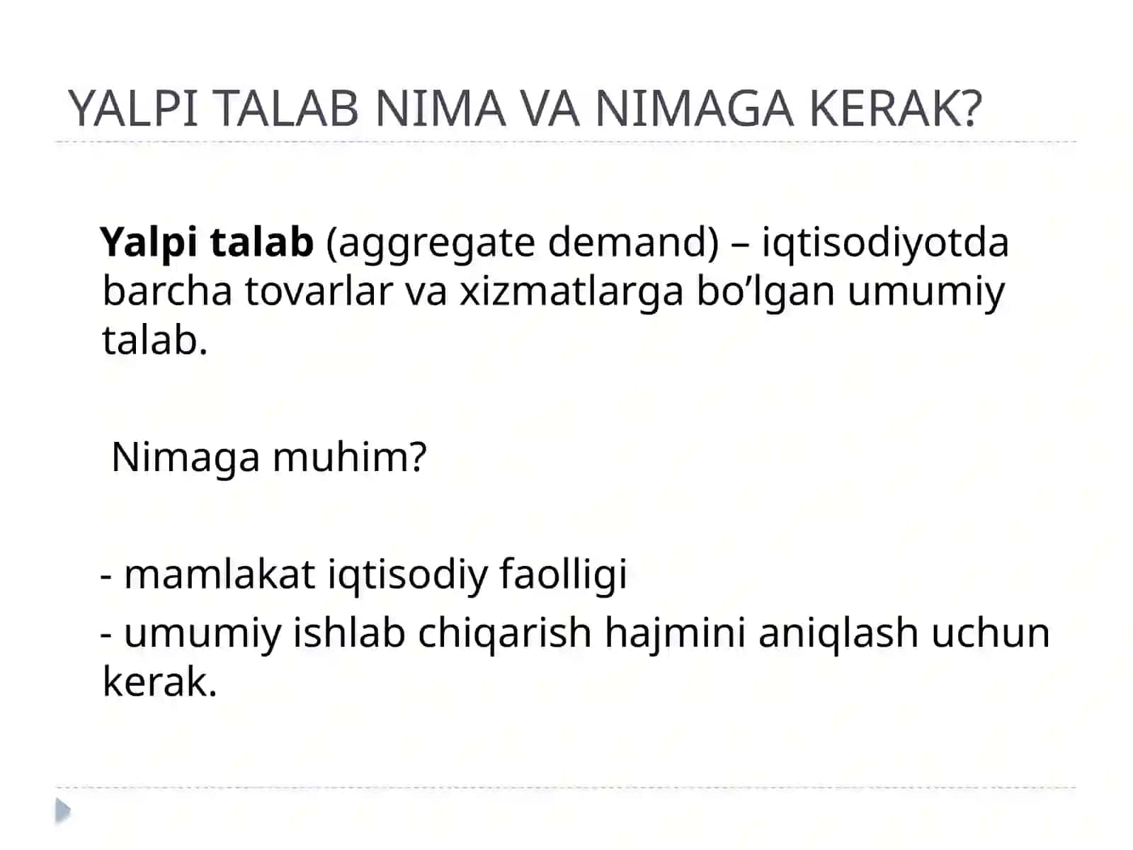 Yalpi Talab va Yalpi Taklif 2