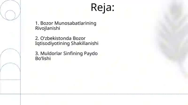 Õzbekistonda kõp ukladli iqtisodiyotning va mulkdorlar sinfining shakllanishi 2