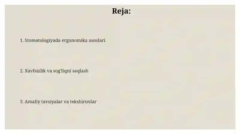 Stomatologiyada ish joyini tashkil etish va ergonomika 2