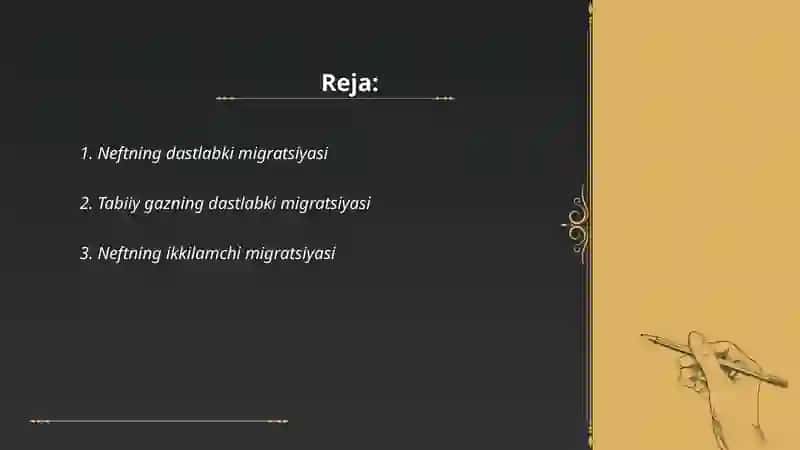Neft va tabiiy gazning yer po'stida siljishi (migratsiyasi) 2