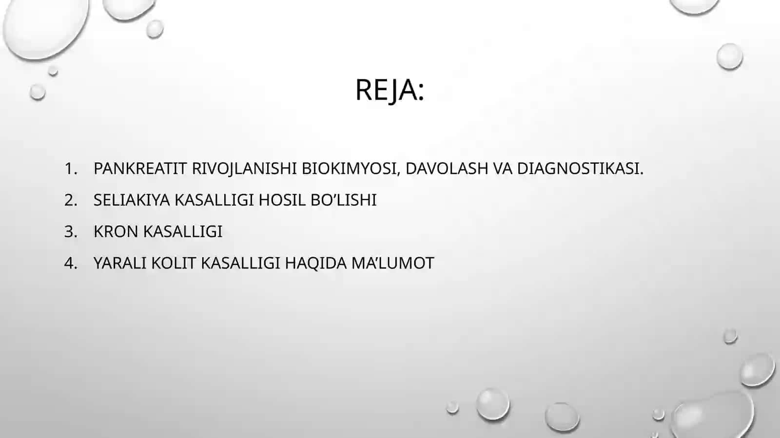 Pankreatit rivojlanishining biokimyoviy asoslari, davolash va diagnostika tamoyillari 2